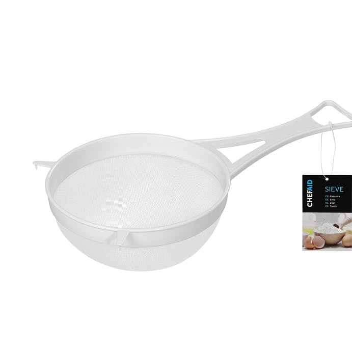 Image - Chef Aid Plastic Strainer with Nylon Mesh, White, 18cm