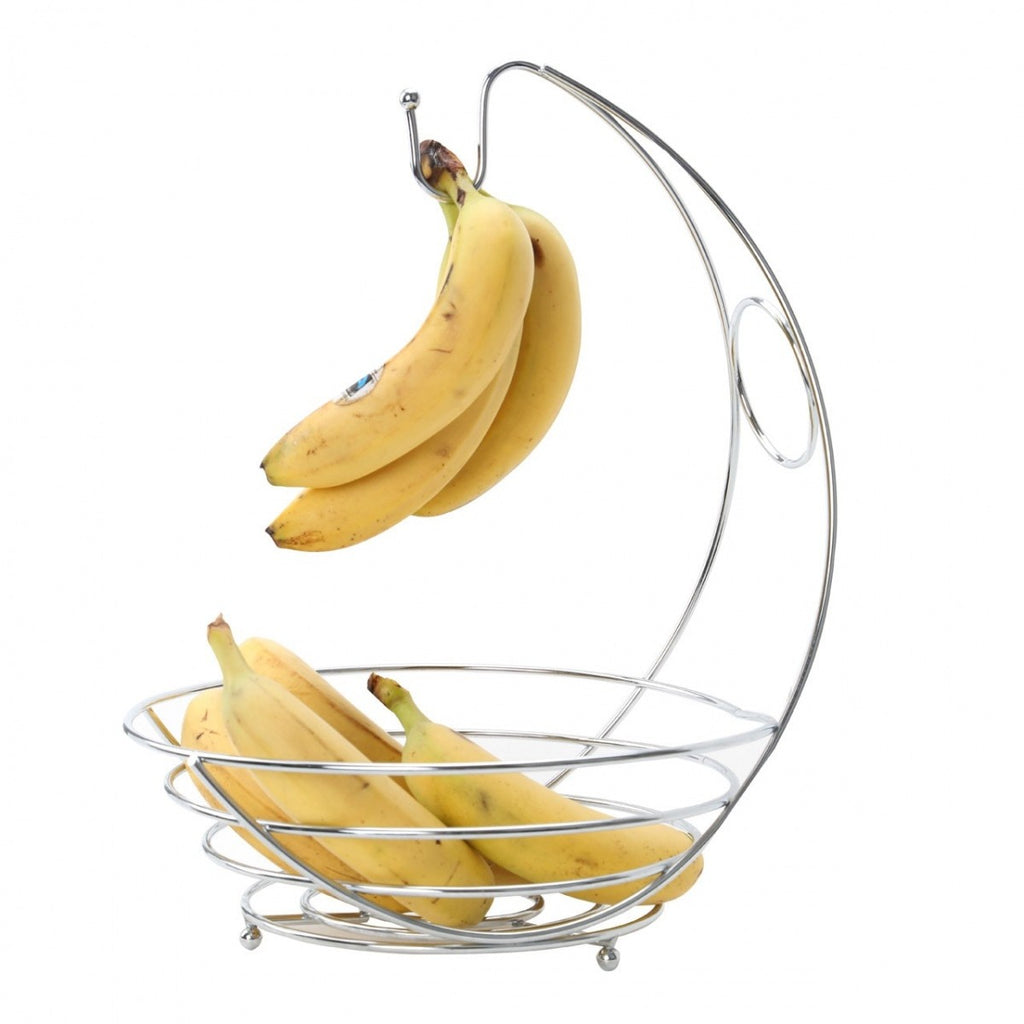 Image - Premier Housewares Chrome Fruit Bowl with Banana Hanger