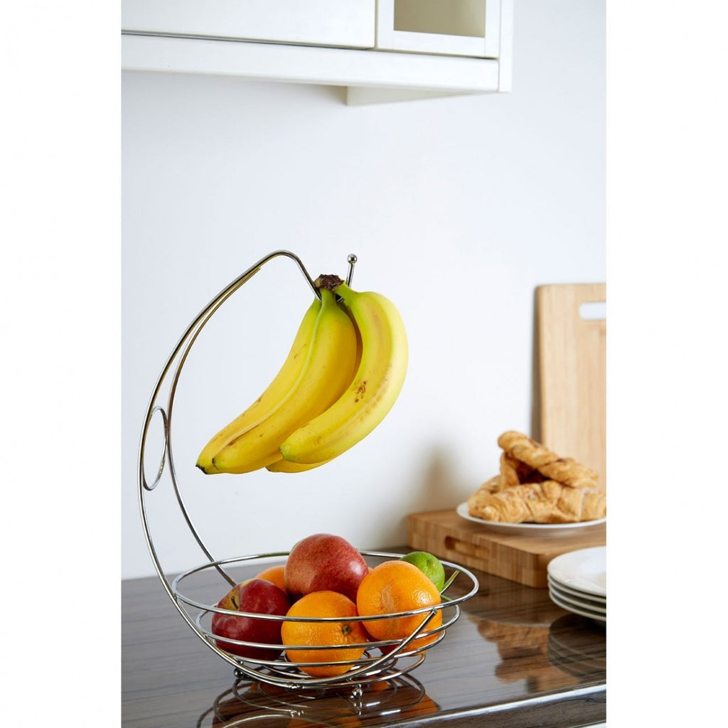 Image - Premier Housewares Chrome Fruit Bowl with Banana Hanger
