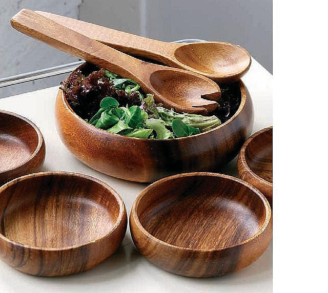 Image - Premier Housewares Monkey Pod Salad Set, 7 piece set