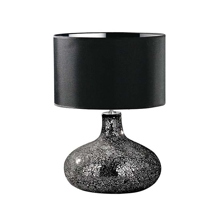 Image - Premier Mosaic Black Glass Black/Metallic Shade Table Lamp, Black