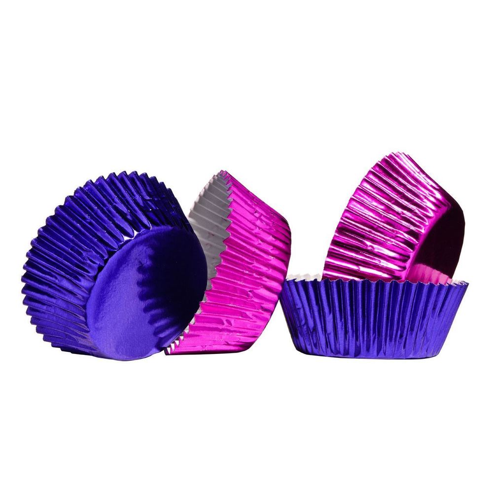 Image - Premier Medium Cupcake Cases, Paper/Foil Coated, Purple/Fuchsia, 60pcs