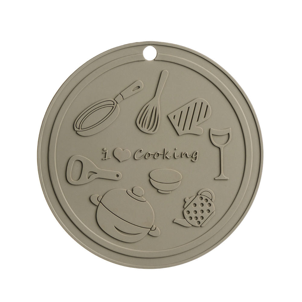 Image - Premier Housewares I Love Cooking Trivet Silicone, 15.5cm, Grey