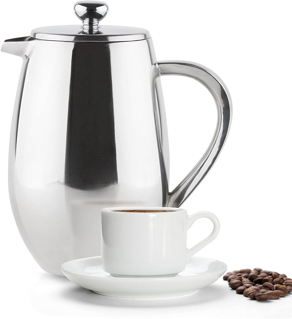 Image - Grunwerg Bellied 8-Cup Cafetiere, Double Wall, Mirror Finish