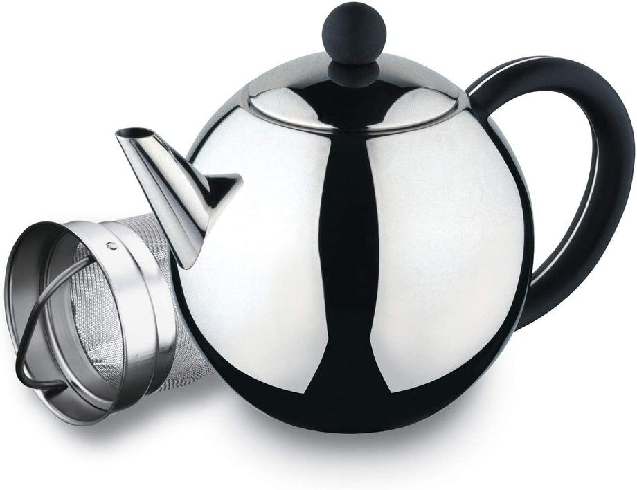 Café Ole Rondeo Stainless Steel Tea Pot Easy Pour Teapot with Infuser  Basket 17oz 500ml