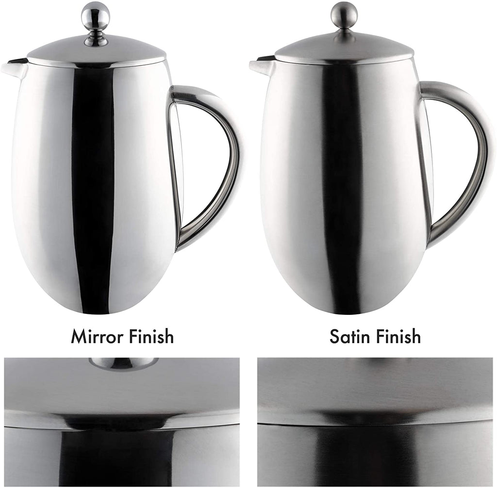 Image - Grunwerg Bellied Cafetiere, Double Wall, Satin Finish