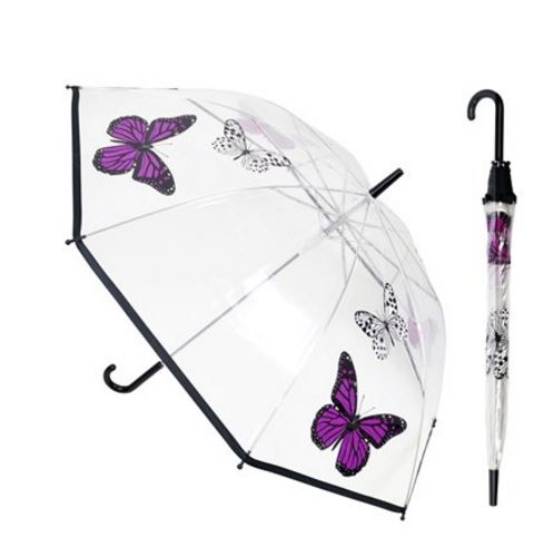 Image - KS Brands Ladies Clear Printed Walking Umbrella, Purple