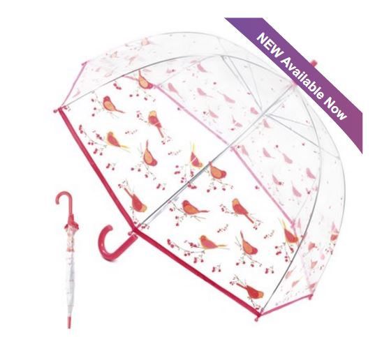 Image - KS Brands Ladies Floral Bird Dome Umbrella, Pink