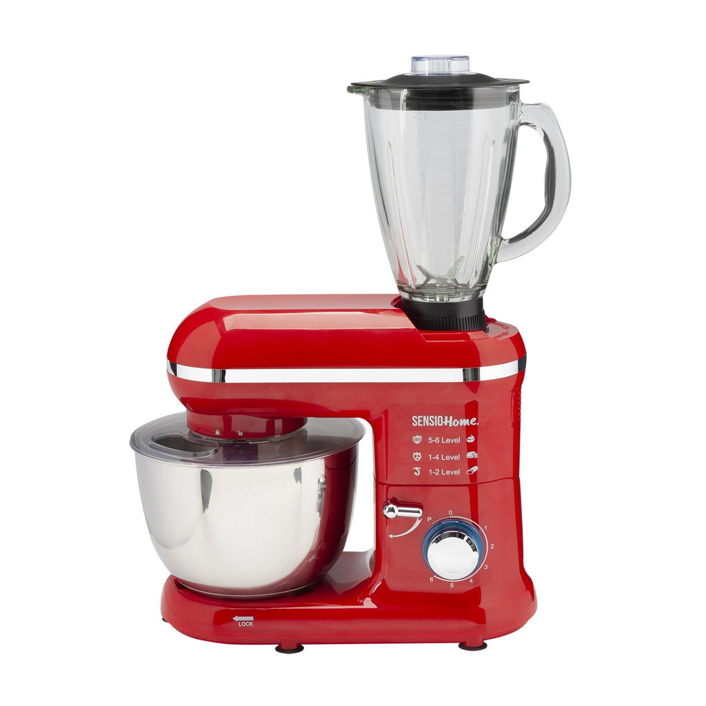 Image - Sensio Home 2-in-1 Food Processor Blender & Stand Mixer Machine, 1300W Electric Motor, Red