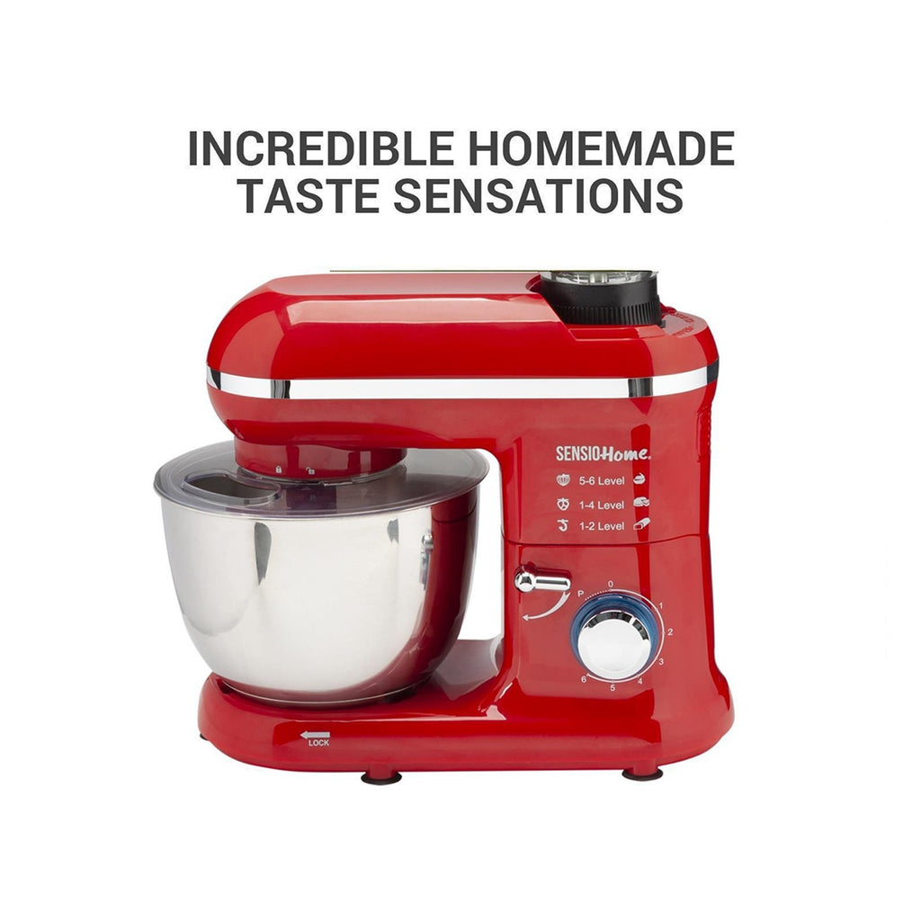 Image - Sensio Home 2-in-1 Food Processor Blender & Stand Mixer Machine, 1300W Electric Motor, Red