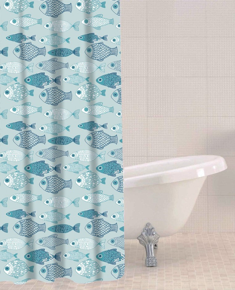 Image - Sabichi® Baby Fish PEVA Shower Curtain, 180cm, Blue
