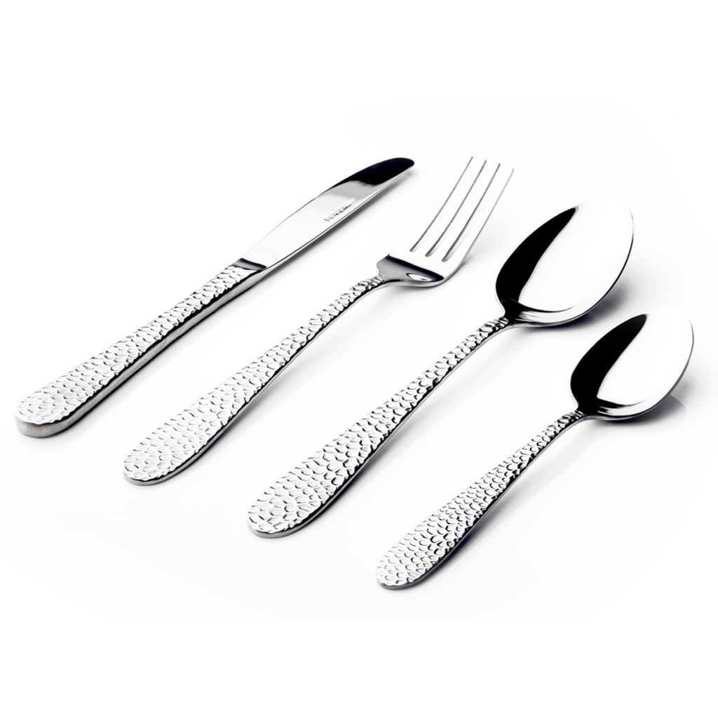 Image - Sabichi Hammered Cutlery Set, 16pc, Silver