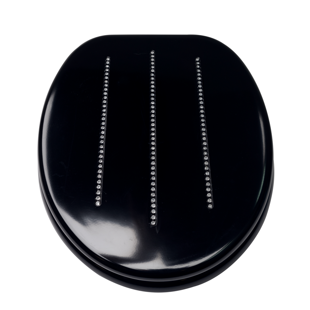 Image - Sabichi Black Diamante Toilet Seat, 43 x 37.3 x 5cm