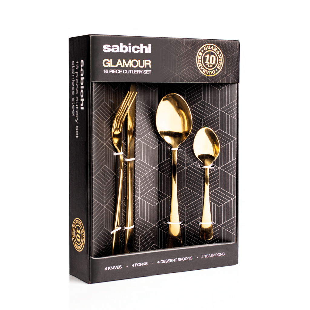 Image - Sabichi Glamour Gold 16pc Cutlery Set