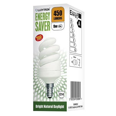 Image - Lloytron Mini Spiral Energy Saving Bulb, E14, 9W, White