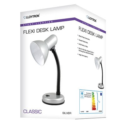 Image - Lloytron Flexi Desk Lamp, 35W, Silver
