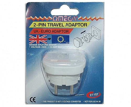 Image - Omega White 5 cm 2-Pin Travel Adaptor