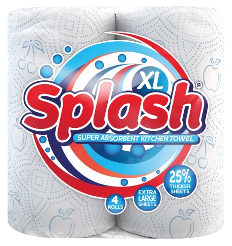 Image - Splash Super Absorbent Kitchen Towel, XL, 4 Rolls