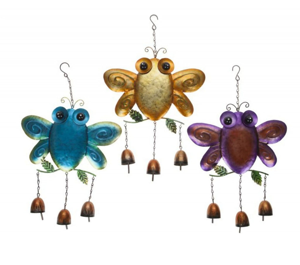 Image - Metal Bee Garden Windchime With Hang Tag Blue/Yellow/Purple