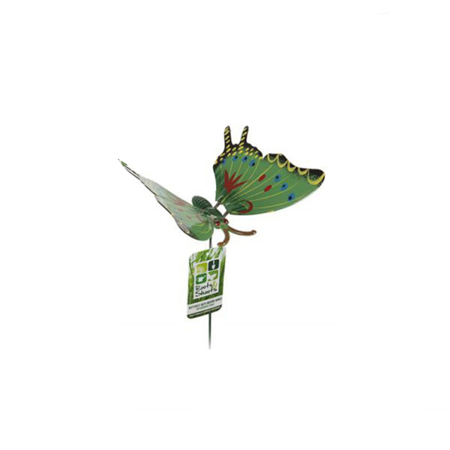 Image - PMS Roots & Shoots Metal Butterfly With Moving Wings Stake, Green