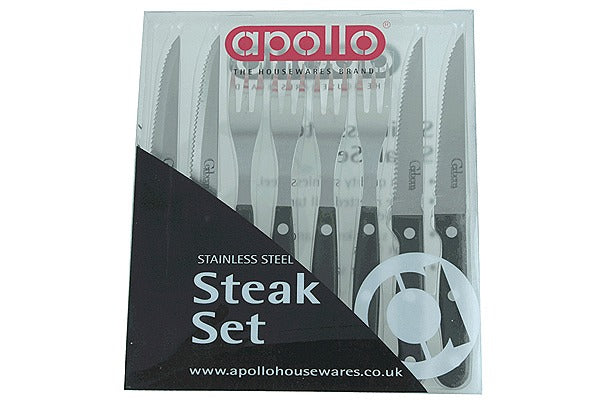 Image - Apollo Black Steak Knives and Forks Set 8 Pieces