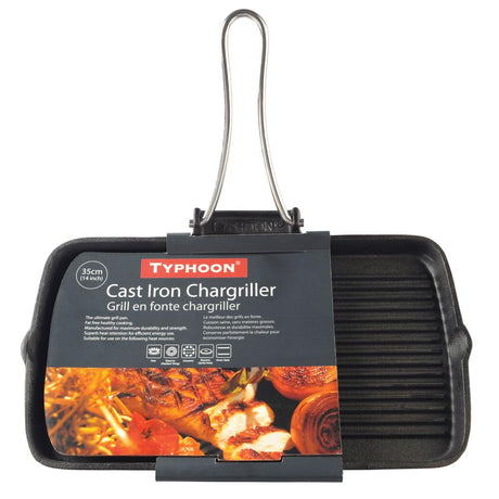 Typhoon World Foods Rectangular Chargriller, 35cm, Black