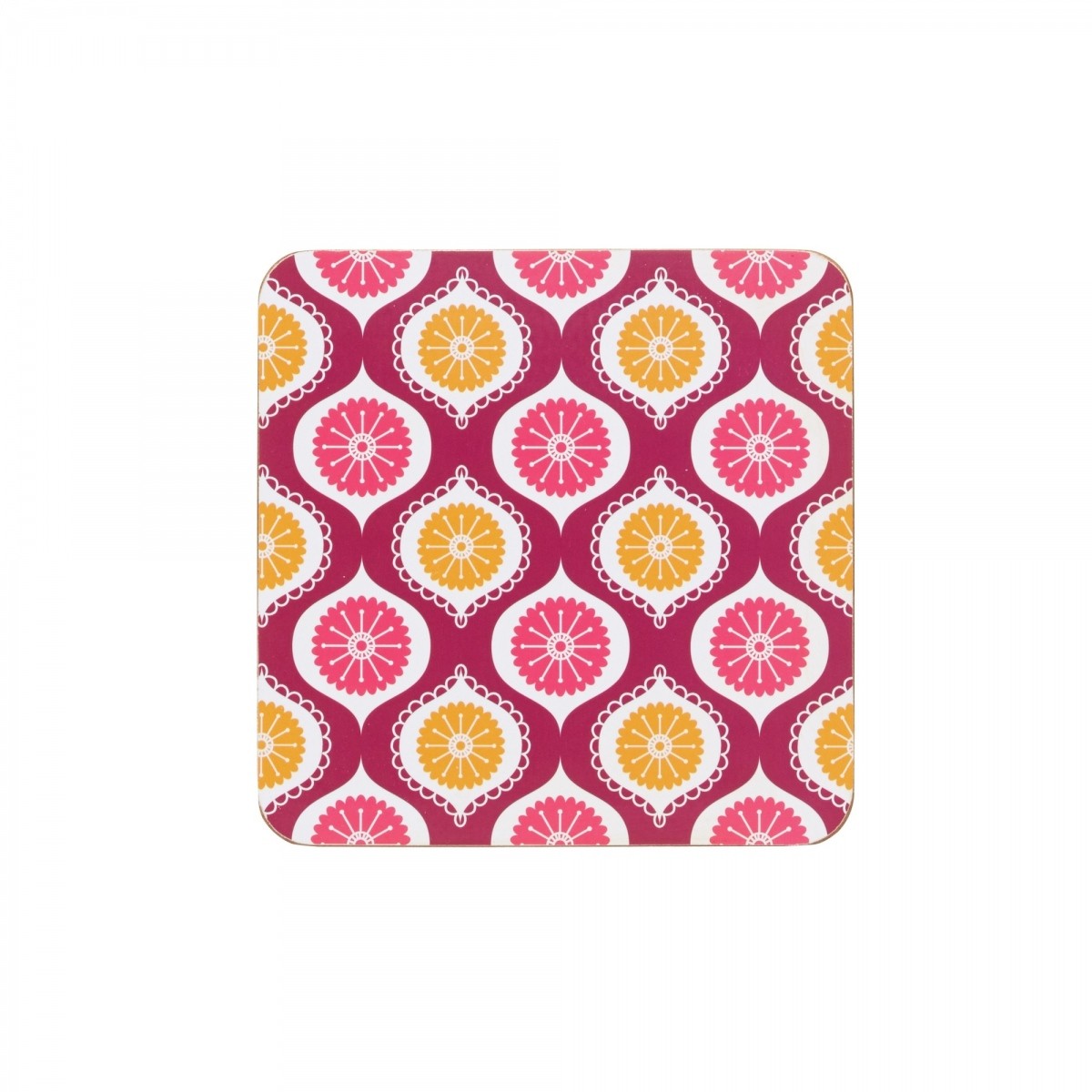Image - KitchenCraft 'Geometric' Cork Back Laminated Coasters, Set of 4, Pink