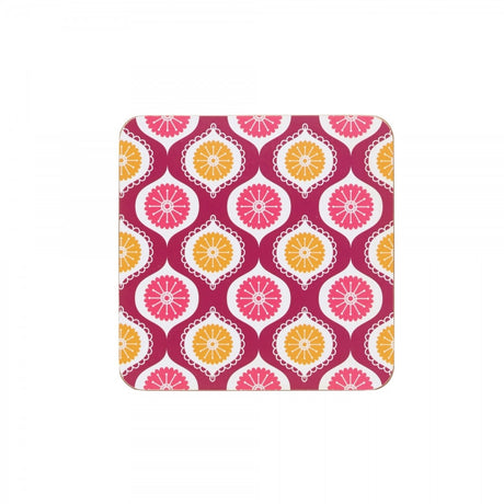 Image - KitchenCraft 'Geometric' Cork Back Laminated Coasters, Set of 4, Pink