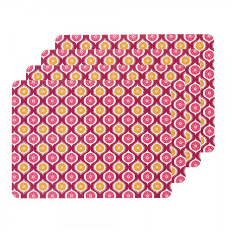 Image - KitchenCraft 'Geometric' Cork Back Laminated Placemats, Set of 4, Pink
