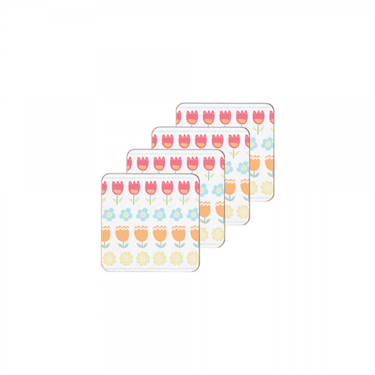 Image - KitchenCraft 'Folky Floral' Cork Back Laminated Coasters, Set of 4