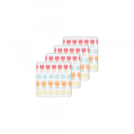 Image - KitchenCraft 'Folky Floral' Cork Back Laminated Coasters, Set of 4