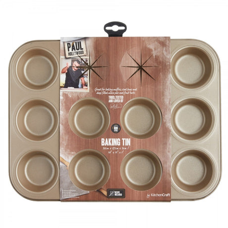 Image - Paul Hollywood by Kitchen Craft Baking Pan 12 Hole, 35x27cm, Gold