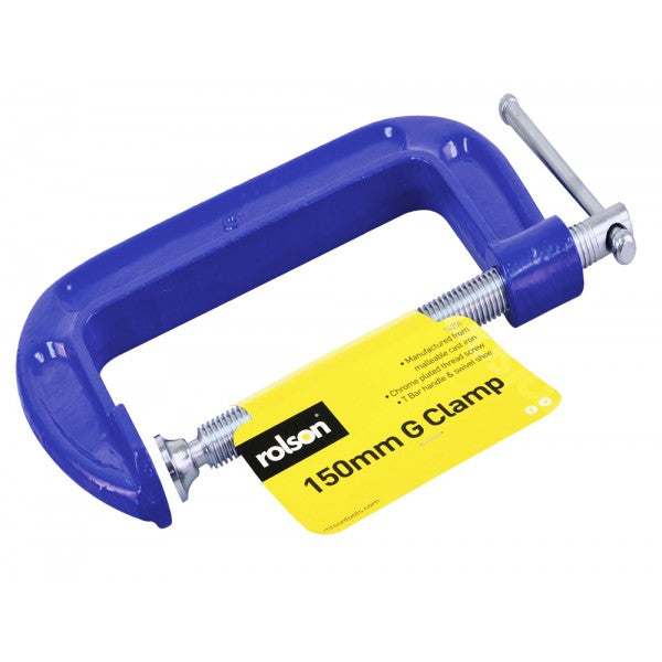 Image - Rolson Fine Thread G Clamp, Blue, 150mm