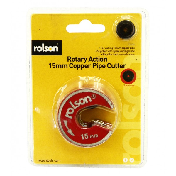 Image - Rolson Rotary Action Copper Pipe Cutter with Spare Blade, Red, 15mm