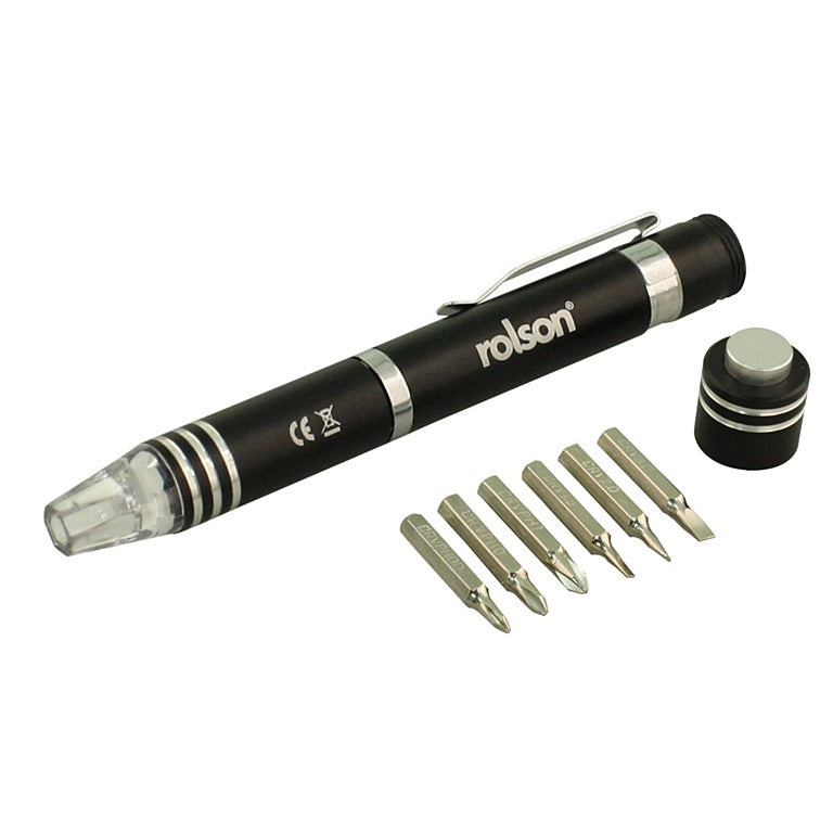 Image - Rolson LED Precision Screwdriver, Black, 13cm