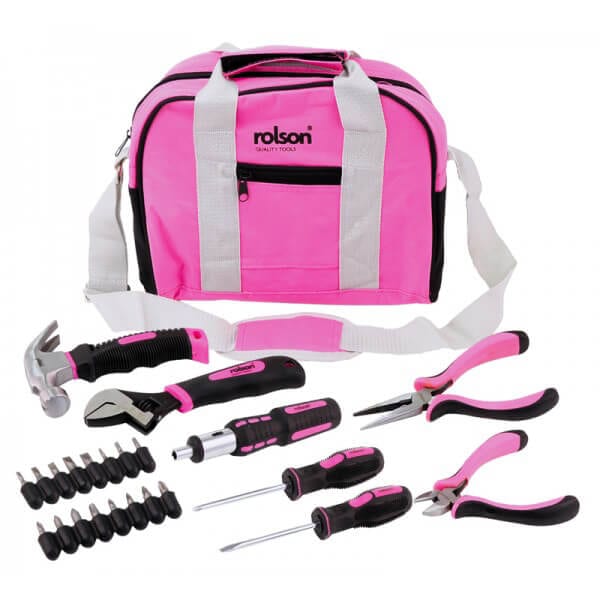 Image - Rolson Tool Bag Kit, 25pc, Pink
