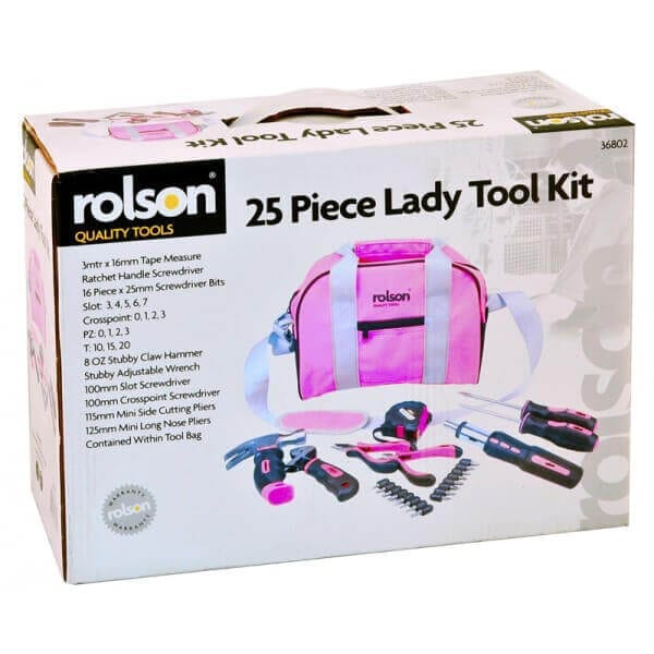Image - Rolson Tool Bag Kit, 25pc, Pink