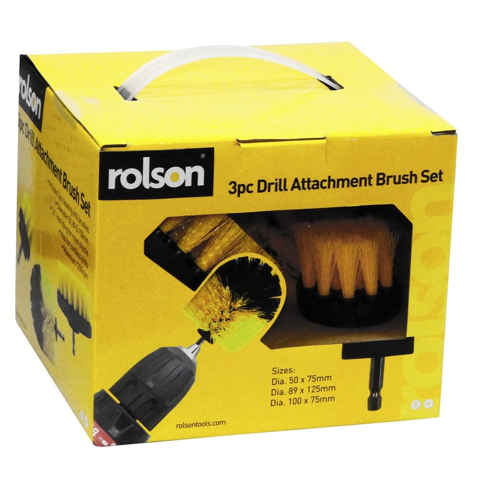 Image - Rolson 3pc Drill Attachment Brush Set