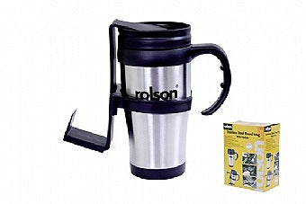 Image - Rolson® Stainless Steel Travel Mug with Holder, Silver