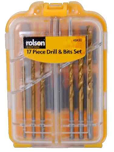 Image - Rolson Drill and Bit Set in Display Box, 17 Pieces