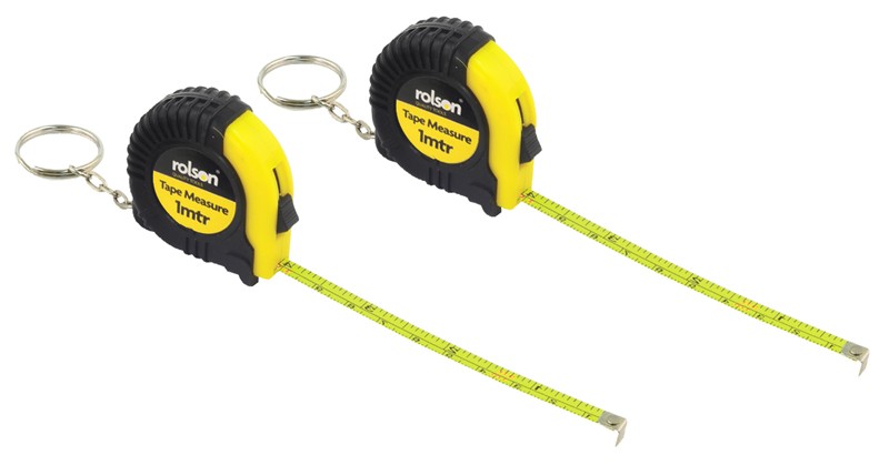 Image - Rolson Tape Measure with Key Ring Level, Set of 2, 1m