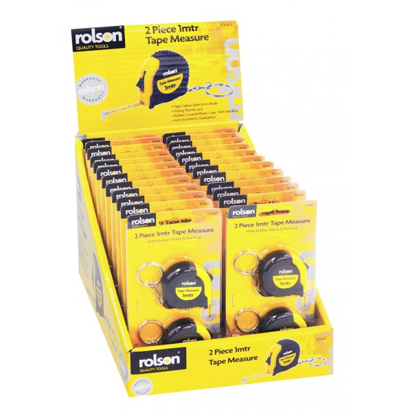 Image - Rolson Tape Measure with Key Ring Level, Set of 2, 1m