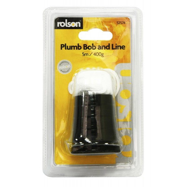 Image - Rolson Plumb Bob and Line Cord, 5m (400g), Black