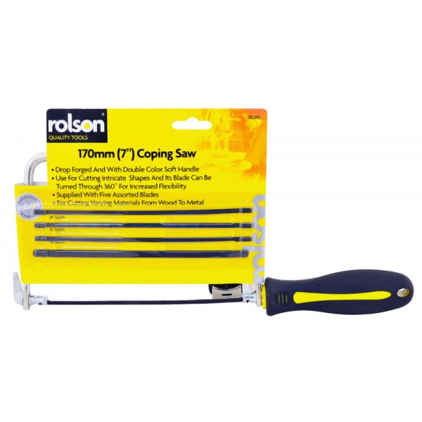 Image - Rolson® Rubber Grip Coping Saw with 5 Blades, 33cm