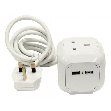 Image - Rolson Cube Extension Lead 4 Sockets + 2 USB 2.1A 1.4m