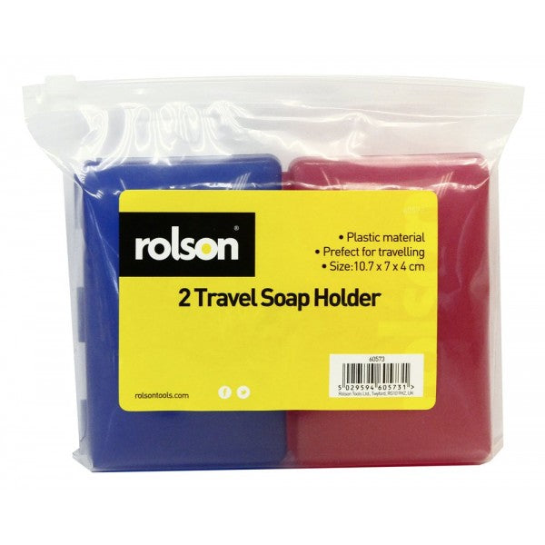 Image - Rolson Travel Soap Holder, Set of 2, Red and Blue