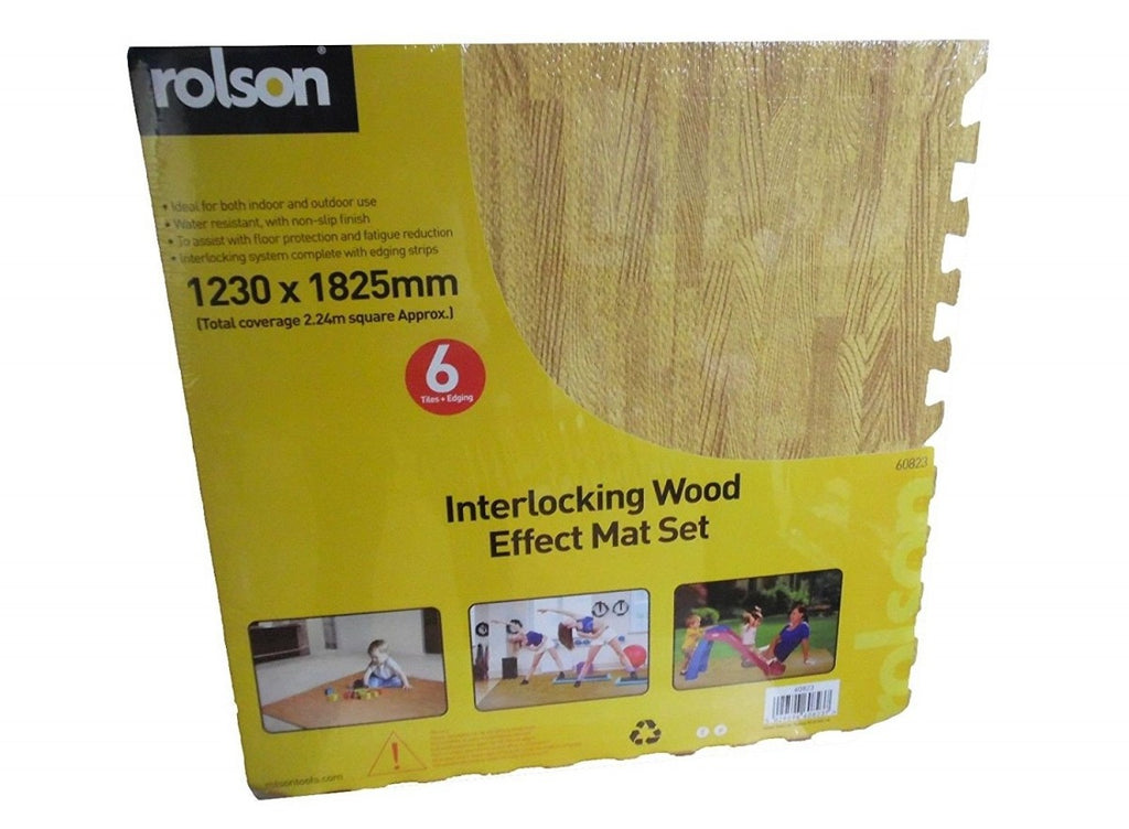Image - Rolson Interlocking 6pc Wood Effect Mat Set
