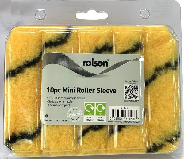 Image - Rolson 100mm (4 inch ) Tiger Stripe Roller Sleeves – Bulk Pack of 10