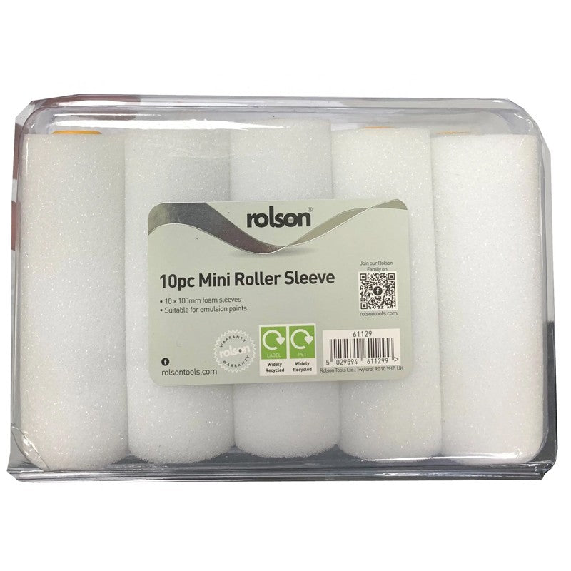 Image - Rolson 100mm (4 inch) Mini Foam Roller Sleeves, Pack of 10