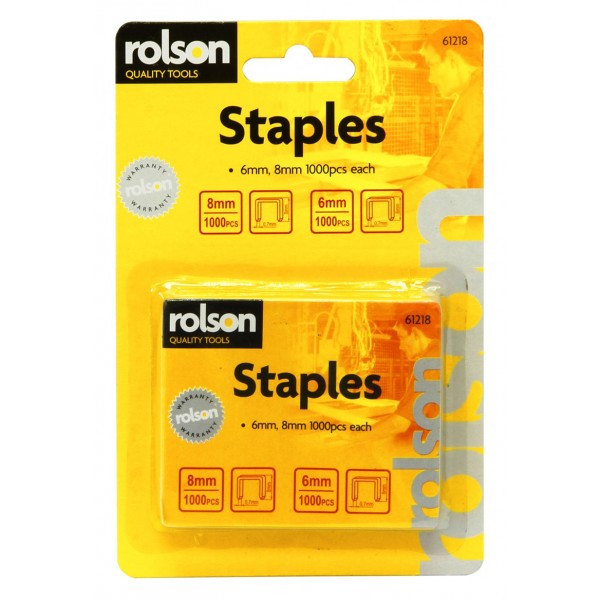 Image - Rolson 1000 Piece Staples 8mm and 6mm